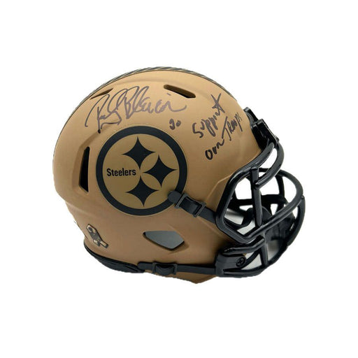 Rocky Bleier Autographed Pittsburgh Steelers 2023 Salute to Service Mini Helmet with "Support Our Troops"