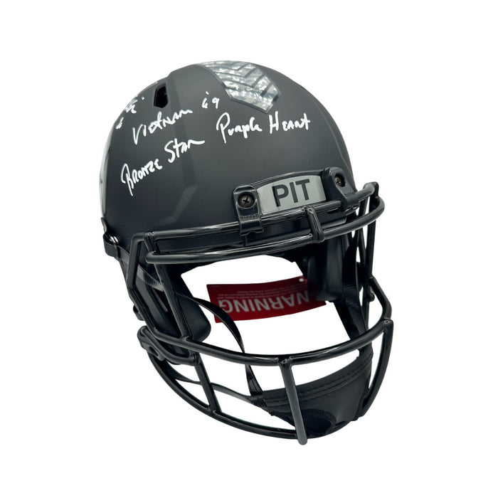 Rocky Bleier Signed Full Size Pittsburgh Steelers 2026 Salute to Service Authentic Helmet with "Vietnam 69/Bronze Star/Purple Heart"
