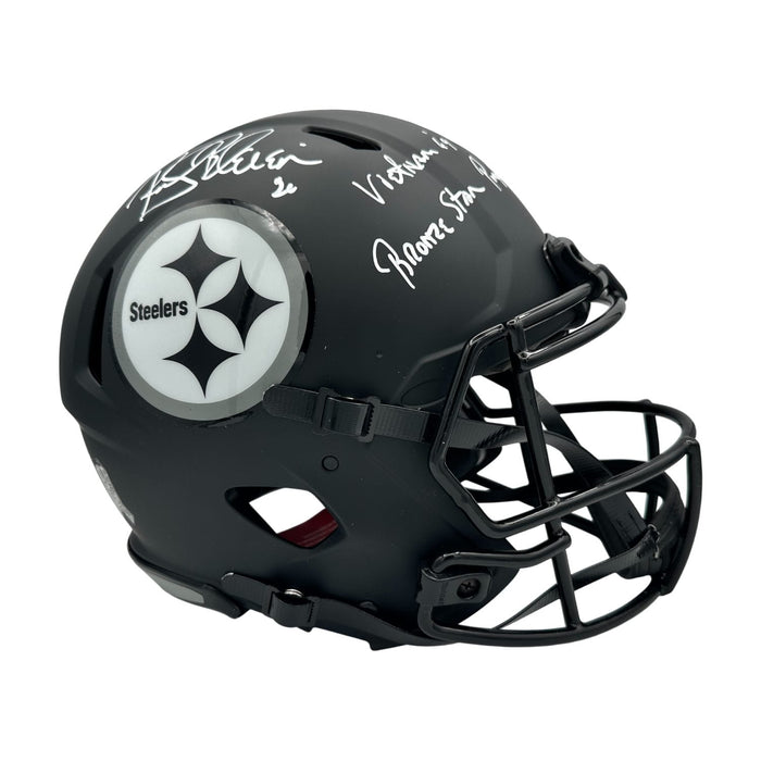 Rocky Bleier Signed Full Size Pittsburgh Steelers 2026 Salute to Service Authentic Helmet with "Vietnam 69/Bronze Star/Purple Heart"
