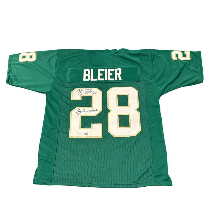 Rocky Bleier Signed Green College Jersey With "Play Like A Champion"