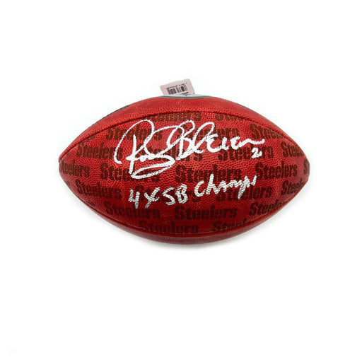 Rocky Bleier Signed NFL Authentic Wilson Pittsburgh Steelers Training Camp Showcase Football with "4X SB Champs"