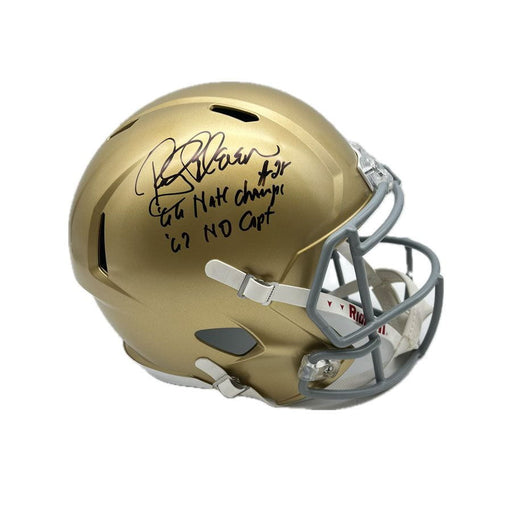 Rocky Bleier Signed Notre Dame Fighting Irish Full Size Replica Speed Helmet with "'66 Nat'l Champs" and "'67 ND Capt"