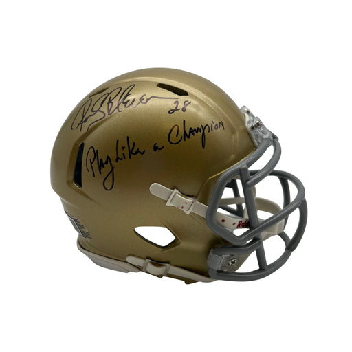 Rocky Bleier Signed Notre Dame Speed Mini Helmet with Play Like A Champion