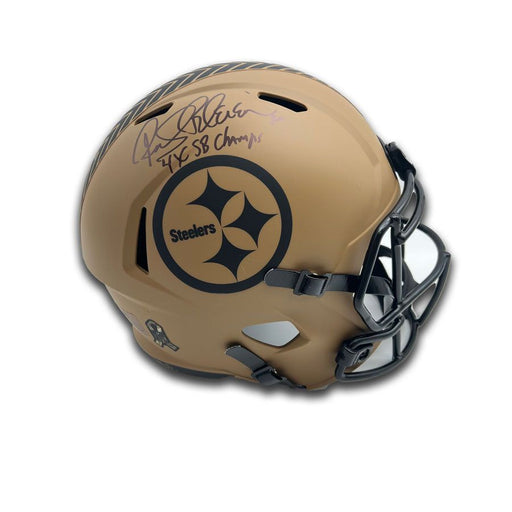 Rocky Bleier Signed Pittsburgh Steelers 2023 Salute to Service Full Size Replica Helmet with "4X SB Champs"