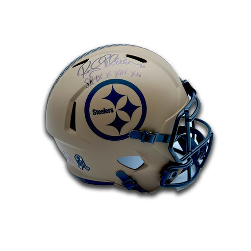 Rocky Bleier Signed Pittsburgh Steelers 2023 Salute to Service Full Size Replica Helmet with "SB IX, X, XIII, XIV"