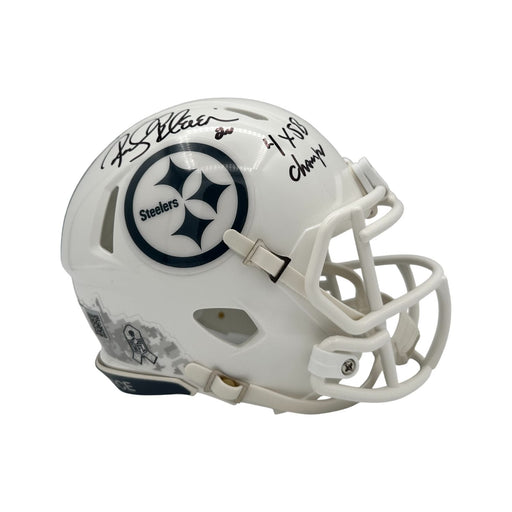 Rocky Bleier Signed Pittsburgh Steelers 2024 Salute to Service Mini Helmet with "4X SB Champs"