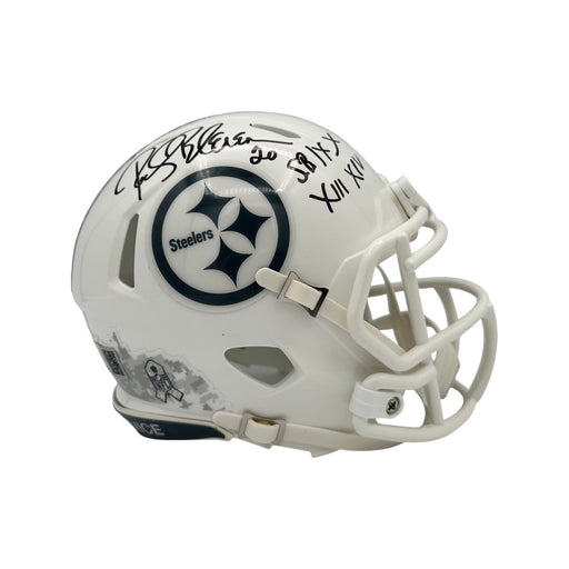 Rocky Bleier Signed Pittsburgh Steelers 2024 Salute to Service Mini Helmet with "SB IX X XIII XIV"