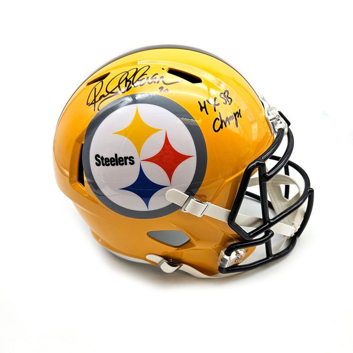 Rocky Bleier Signed Pittsburgh Steelers Full Size Replica 75th Anniversary Speed Helmet with 4X SB Champs