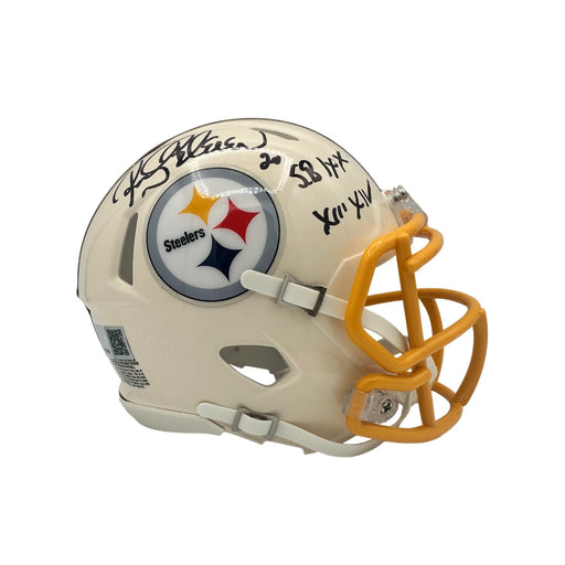 Rocky Bleier Signed Pittsburgh Steelers Retro Mini Helmet with "SB IX X XIII XIV"