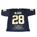 Rocky Bleier Signed Stat Blue College Jersey (Gold Trim) with Play Like A Champion