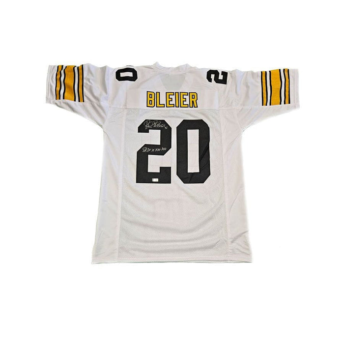 Rocky Bleier Signed White Short Sleeve Custom Jersey with "SB  IX, X, XIII, XIV"