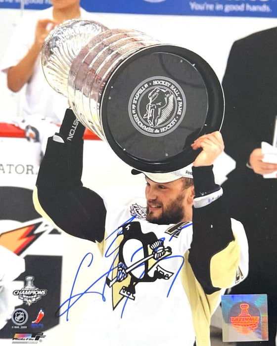 Sergei Gonchar Signed Hoisting 2009 Stanley Cup 8X10 Photo