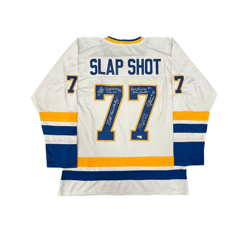 Slapshot Cast Signed Custom White Hockey Jersey