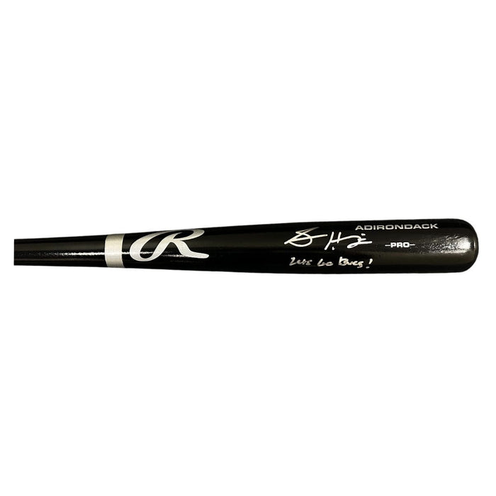 Spencer Horwitz Signed Black Rawlings Baseball Bat with "Let's Go Bucs!"