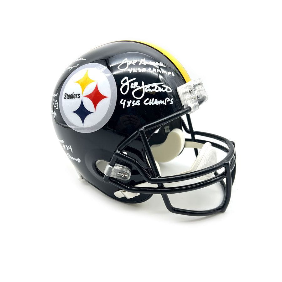 Rocky Bleier Signed Pittsburgh Steelers Black Full Size Replica TB Speed Helmet with SB IX, X, Xiii, XIV