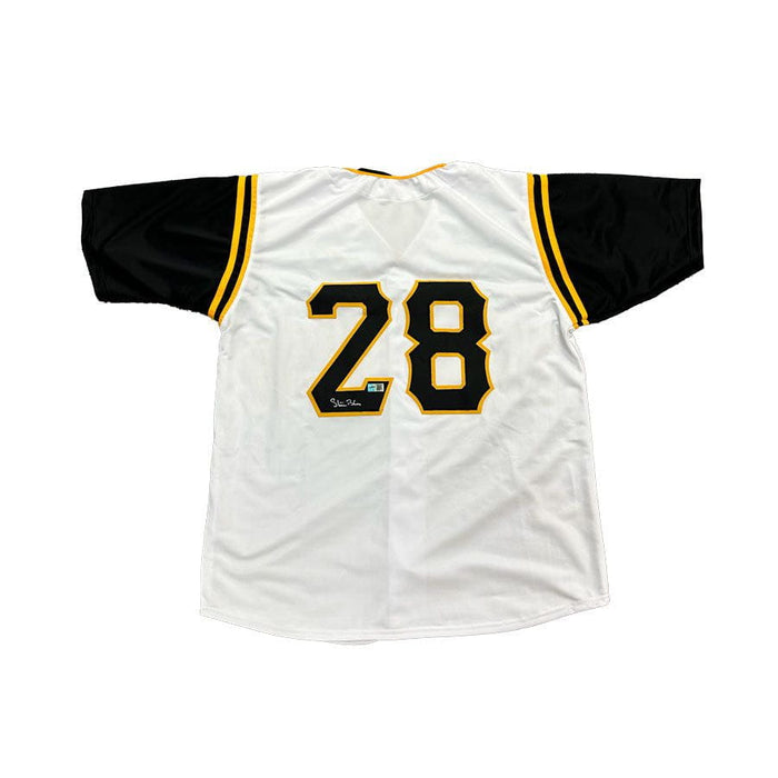 Steve Blass Signed Custom White Jersey with Black Sleeves