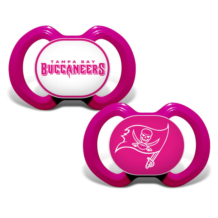 Tampa Bay Buccaneers Pink Baby Pacifier Set - Licensed NFL BPA Free 2pk