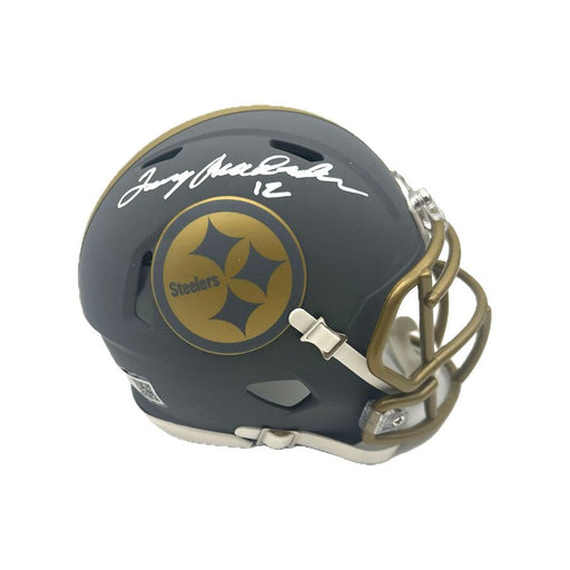 Terry Bradshaw Autographed Pittsburgh Steelers SLATE Mini Helmet