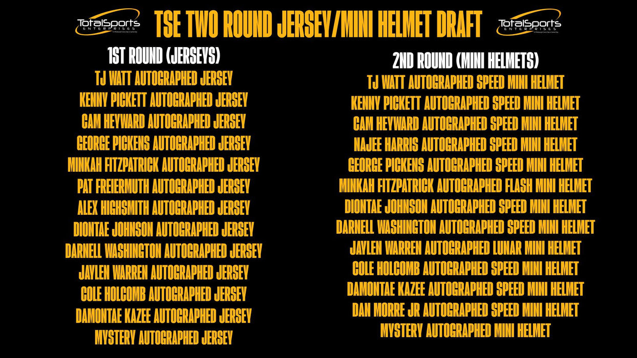 Total Sports Enterprises Autographed TWO ROUND Jersey & Mini Helmet Draft!