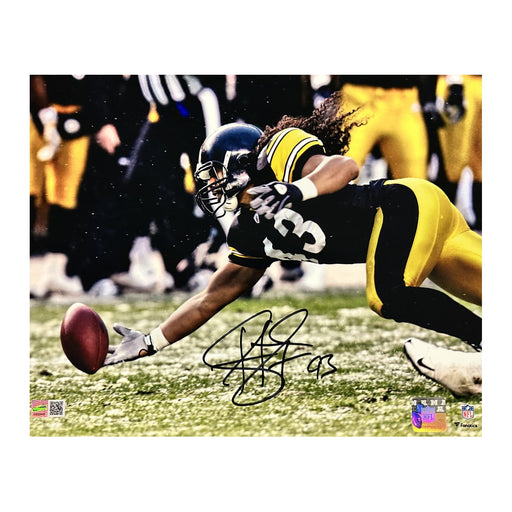 Troy Polamalu Signed Diving Fingertip Interception 11x14 Photo
