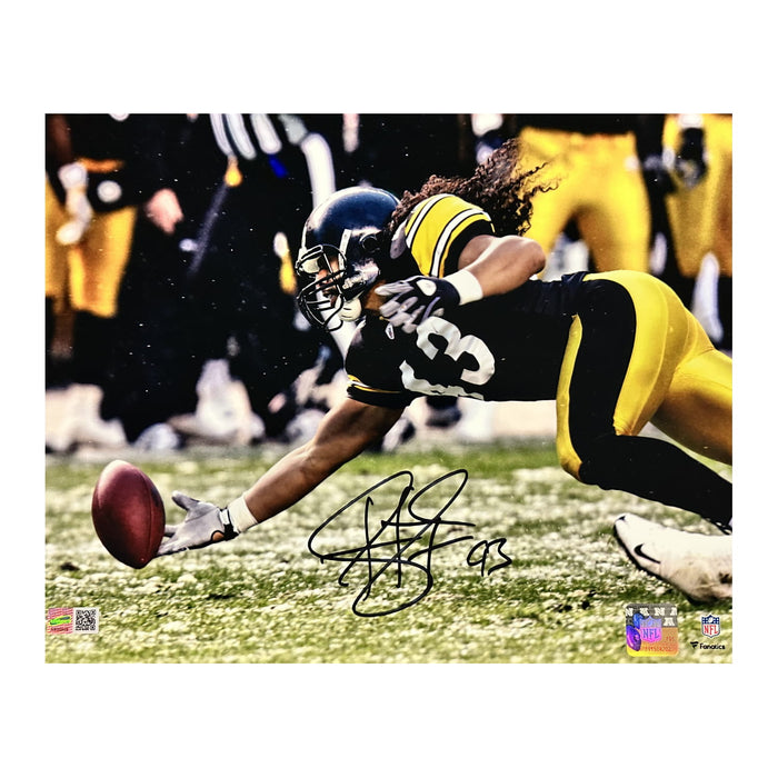 Troy Polamalu Signed Diving Fingertip Interception 11x14 Photo