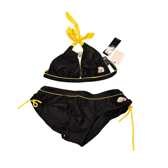 Women's Pittsburgh Steelers Solid Black Bikini Swimsuit XL