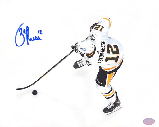 Zach Aston-Reese Signed Skating in White Horizontal 8X10 Photo