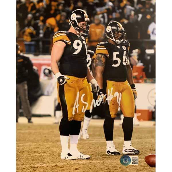Aaron Smith Autographed with Woodley 8X10 Photo Blue