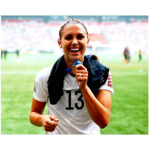 Alex Morgan Unsigned Holding Medal 16x20 Photo (2015)