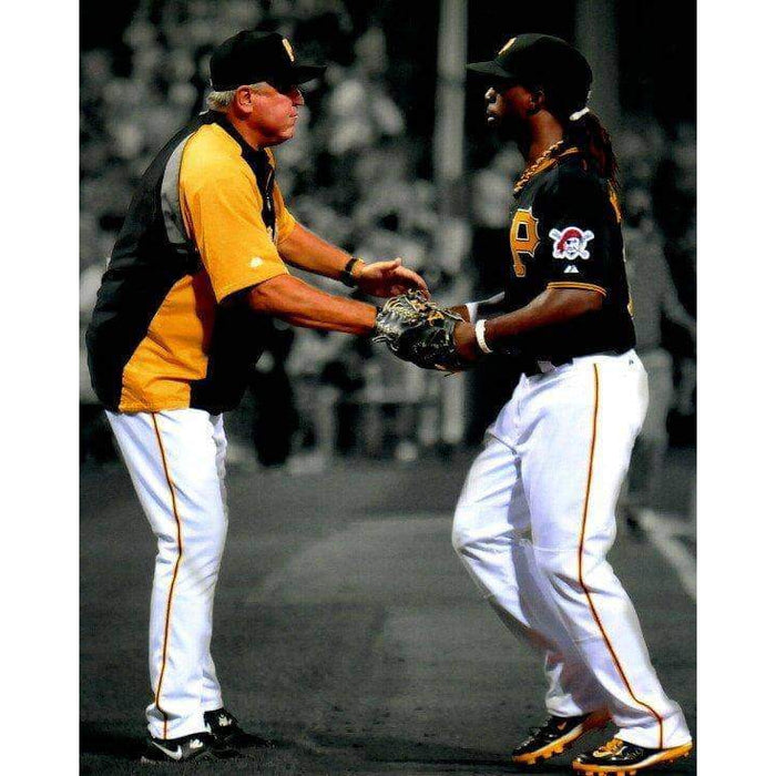 Andrew McCutchen Shaking Hands With Clint Hurdle Spotlight Unsigned 8x10 Photo