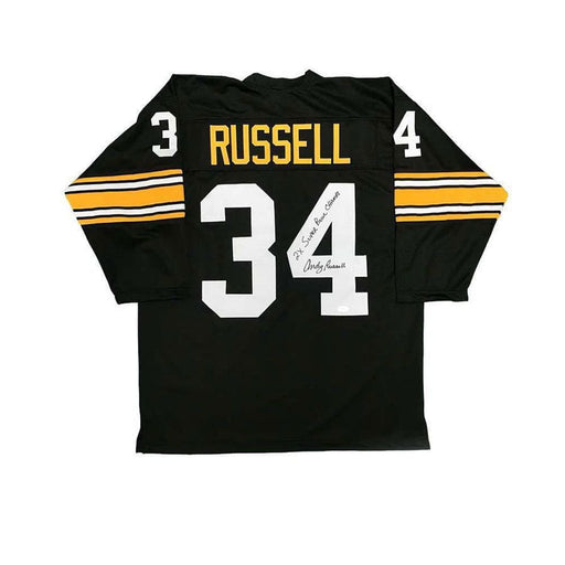 Andy Russell Autographed 3/4 Sleeve Black Custom Jersey Insc. 2X SB Champs