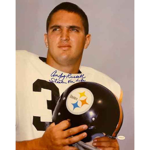 Andy Russell Signed Close-Up 16X20 Photo With Steeler For Life
