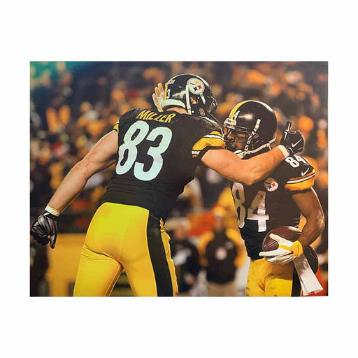 Antonio Brown and Heath Miller Hugging It Out (Horizontal) Unsigned 16x20 Photo