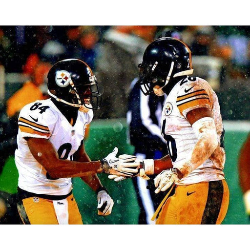 Antonio Brown And Le'Veon Bell Hand Slap Unsigned 16x20 Photo