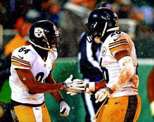 Antonio Brown And Le'Veon Bell Hand Slap Unsigned 8X10 Photo