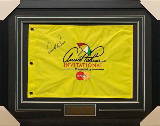 Arnold Palmer Signed Yellow Arnold Palmer Invitational Pin Flag - Professionally Framed