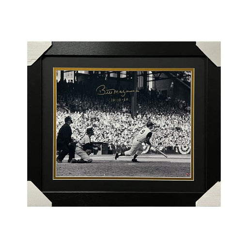 Bill Mazeroski Autographed 1960 World Series Bat Down 16x20 Photo with "10.13.60" - Professionally Framed