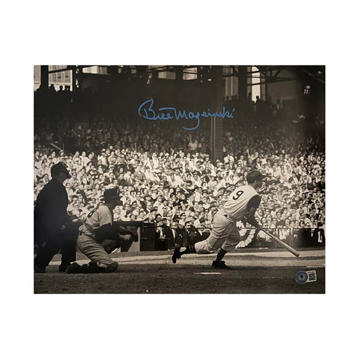 Bill Mazeroski Autographed 1960 World Series Bat Down B&W 16X20 Photo Electric Blue