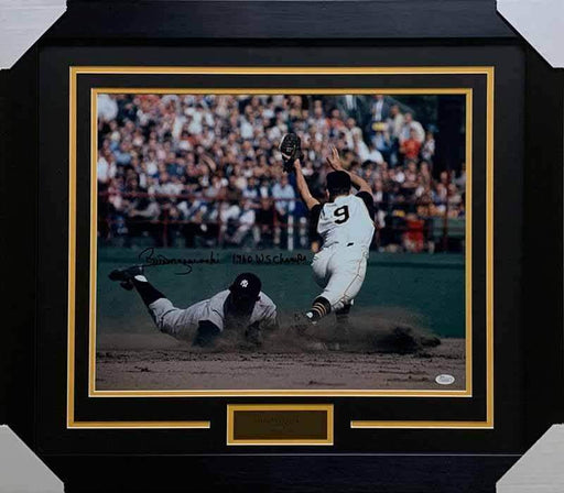Bill Mazeroski Autographed Plat at Second 16x20 Photo with "1960 WS Champs" - Professionally Framed