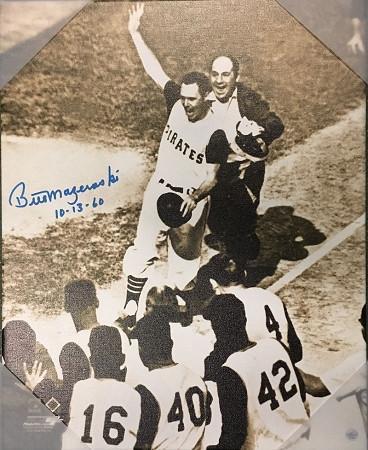 Bill Mazeroski Autographed Pre-Mobbed 11x14 Stretched Canvas with 10.13.60 Inscription