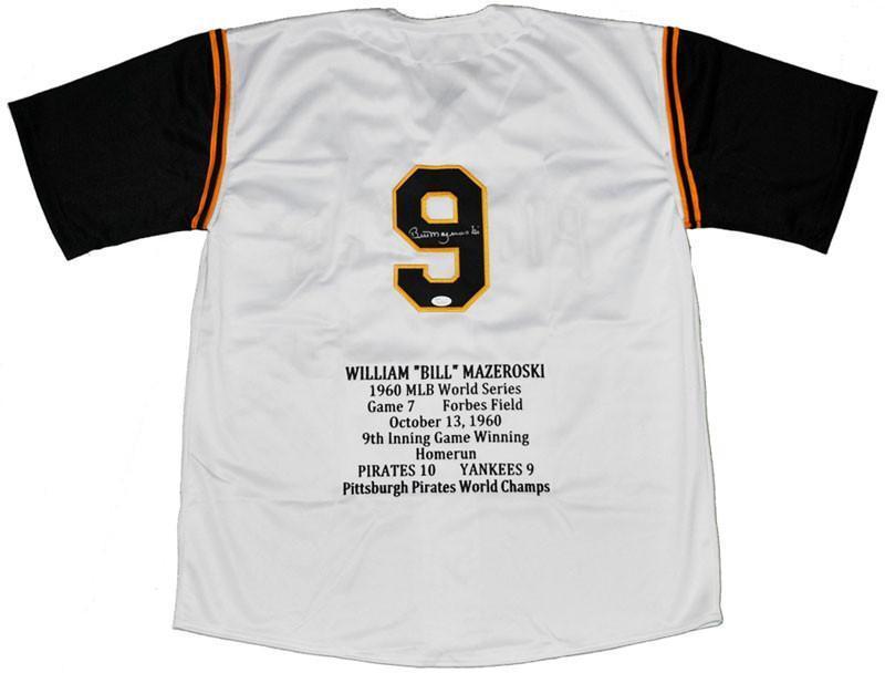 Bill Mazeroski Autographed White STAT Custom Jersey - with HOF01