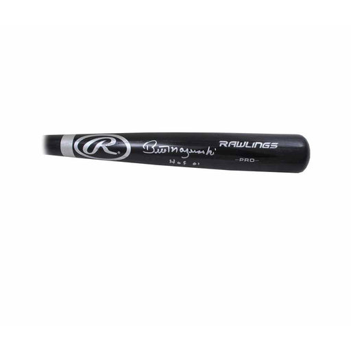 Bill Mazeroski Rawlings Black Big Stick Bat - Signed And Inscribed 'Hof 01' Silver