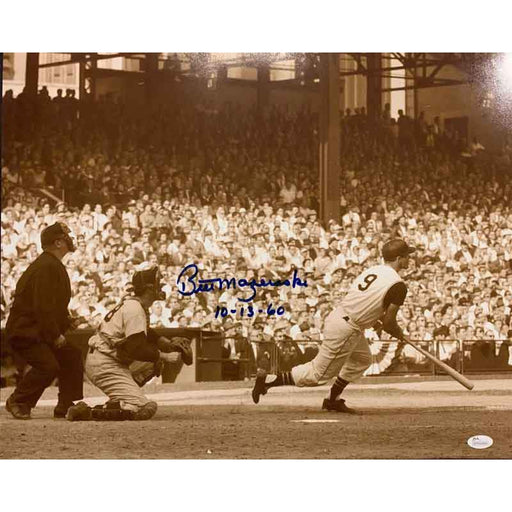 Bill Mazeroski Signed 1960 World Series Bat Down Sepia Tone 16x20 Photo Inscribed 10-13-60