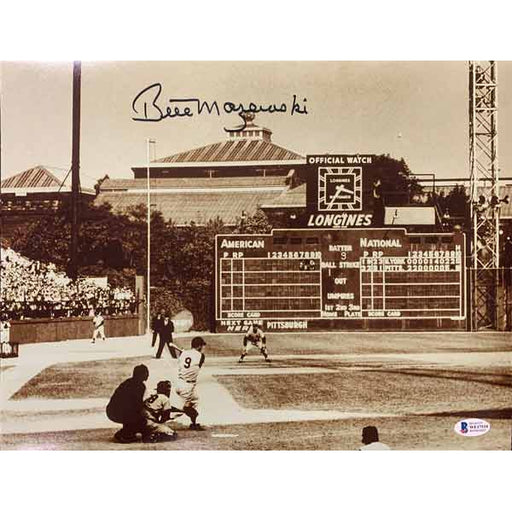 Bill Mazeroski Signed 1960 World Series Home Run Swing Sepia 16X20 Photo