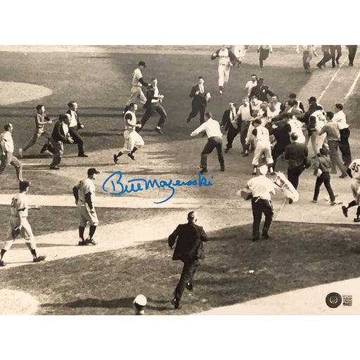 Bill Mazeroski Signed 1960 World Series Pre-Mobbed Far View 11x14 Photo