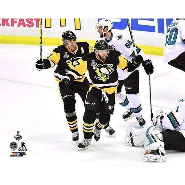 Bryan Rust Celebrating with Geno Unsigned 8x10 Photo