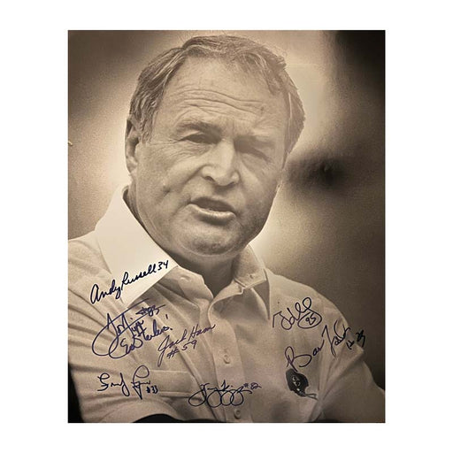 Chuck Noll in White Shirt 16x20 Photo Signed by Russell, Lipps, Fuqua, Ham, Thigpen, Lloyd and Foster