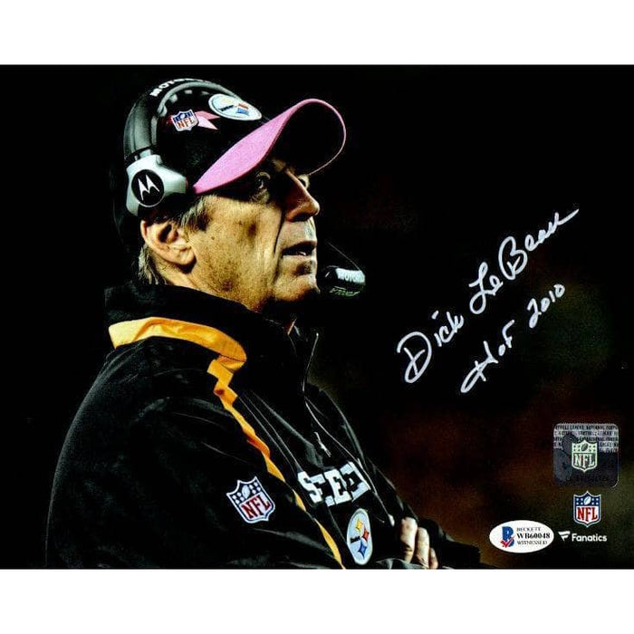 Coach Dick Lebeau Signed Baseball Cap With Pink Bill 8X10 Photo Inscribed "Hof 2010"