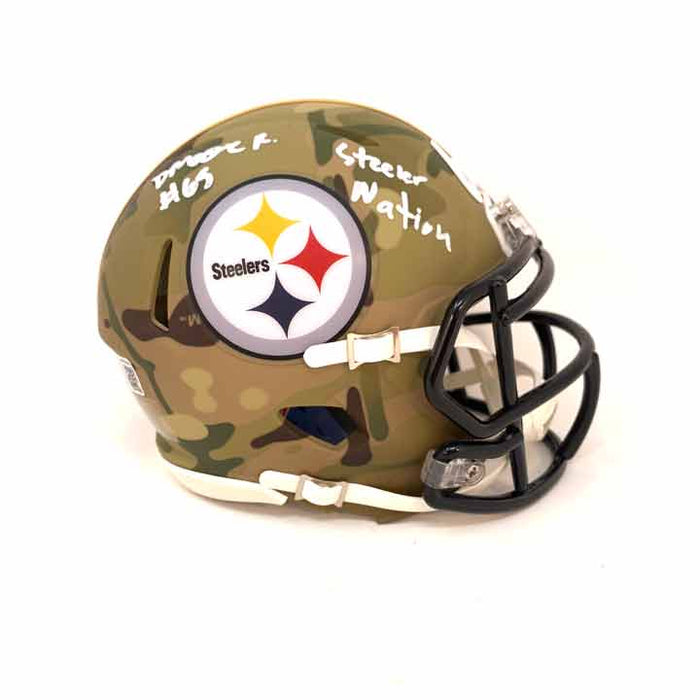 Dan Moore Jr. Signed Pittsburgh Steelers CAMO Mini Helmet with Steeler Nation