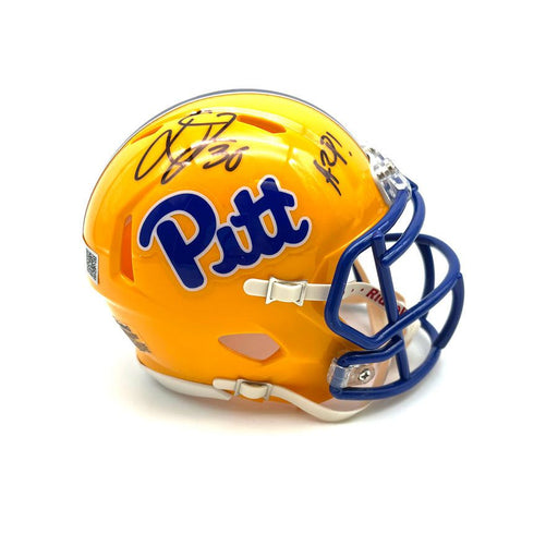 Dane Jackson Signed PITT Yellow Mini Speed Helmet with "H2P"